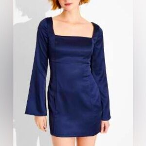 NWOT WILD FABLE Satin Flare Sleeve Open Back Dress M